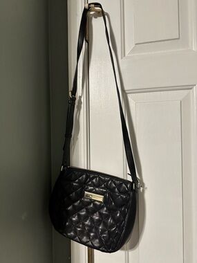 DKNY Quilted Black Crossbody Bag with Gold Plate